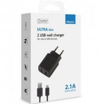 Купить СЗУ Deppa 2 USB 2.1 A + кабель micro USB, черный. 11303