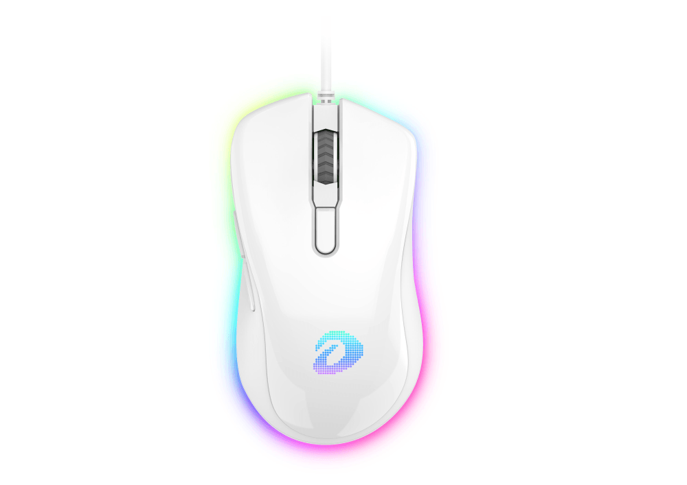 Купить Мышь игровая проводная Dareu EM908 White (белый), DPI 600-10000, подсветка RGB, USB кабель 1,8м, размер 122.36x66.79x39.83мм