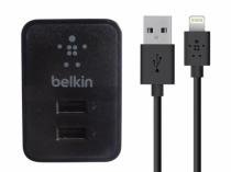 Купить Сетевое зарядное устройство СЗУ Belkin 2USB 2A + Lightning черный