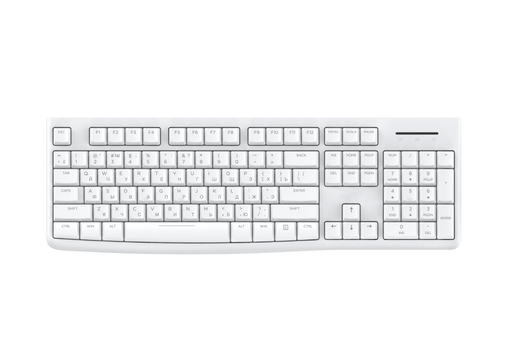 Купить Клавиатура проводная Dareu LK185 White (белый), мембранная, 104 клавиши, EN/RU, 1,8м, размер 440x147x22мм