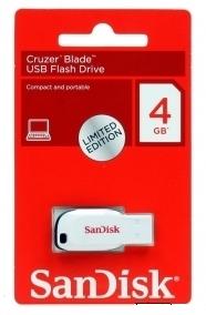 Купить Флеш диск Sandisk USB2.0 4Gb Cruzer Blade, белый