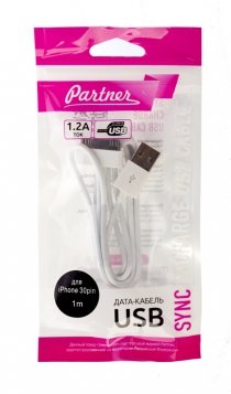 Купить Кабель USB 2.0 - Apple iPhone/iPod/iPad с разъемом 30pin, 1м, Partner