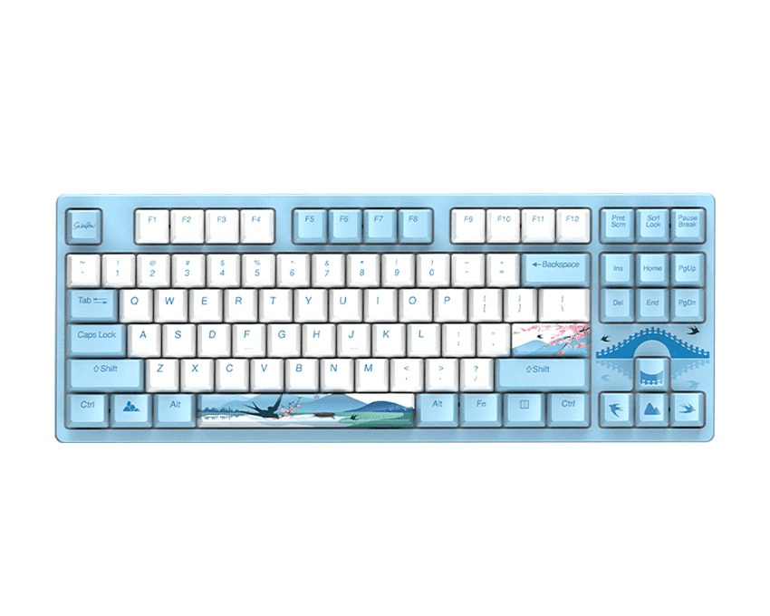 Купить Клавиатура механическая проводная Dareu A87L Swallow (голубой, серия "ласточка"), 87 клавиш, switch Aqua (linear), подключение USB - TypeC, раскладка ENG/RUS