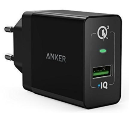 Купить Cетевое зарядное устройство Сетевое зарядное устройство Anker 18W, 3А, 1 умный USB порт 2 .QC 3.0 (черное)