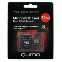 Купить Карта памяти MicroSD 32Gb Qumo + адаптер SD 17559 Class 10 черно-красная