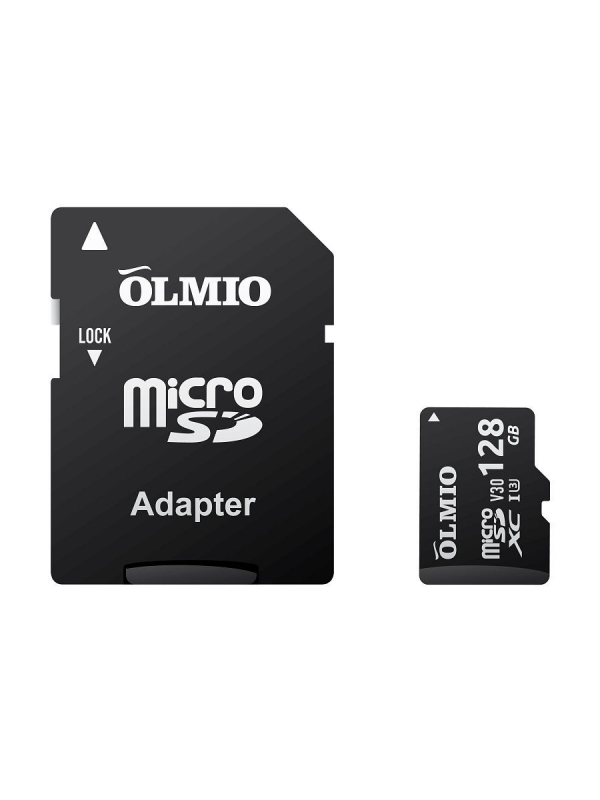 Купить Карта памяти MicroSDHC Olmio 039606 UHS-I Class U3 128Gb с адаптером Black
