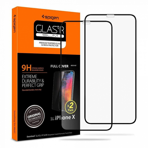 Купить Защитное стекло Spigen Glas.tR Slim Full Cover 2pcs (057GL23120) для iPhone 11 Pro/XS/X (Black)