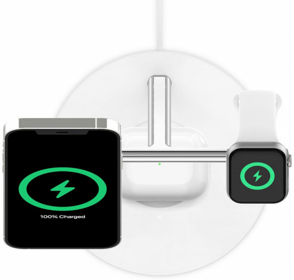 Купить Беспроводное зарядное устройство Belkin MagSafe 3-in-1 Wireless Charger WIZ009vfWH (White)