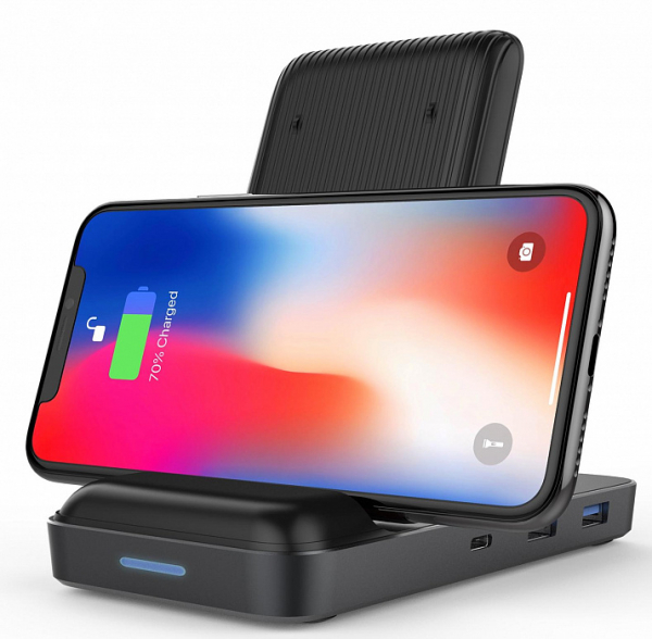 Купить Беспроводная зарядка и док-станция HyperDrive USB-C Hub + 7.5W Qi Wireless Charger iPhone Stand