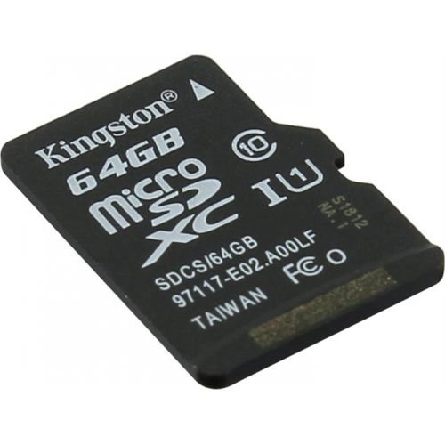 Купить Карта памяти MicroSD 64GB microSDXC Class10 Kingston SDCS/64GBSP Class10 UHS-I Canvas Select up to 8
