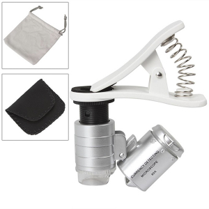 Микроскоп Kromatech 60x мини, с креплением для смартфона, подсветкой (2 LED) и ультрафиолетом (9882-W)