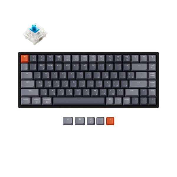 Купить Беспроводная клавиатура Беспроводная механическая клавиатура Keychron K2, 84 клавиши, алюминиевый корпус, RGB подсветка, Hot-Swap, Gateron Blue Switch