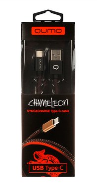 Купить Qumo 23451 Type-C кабель 1м, USB 2.0, 5B, 2A металл коннектор черно-красный