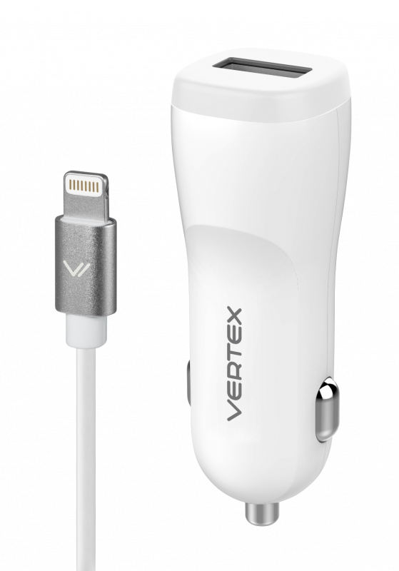 Купить АЗУ Vertex MFI USB 2,4А+ дата кабель USB-lightning (для iPhone), белые
