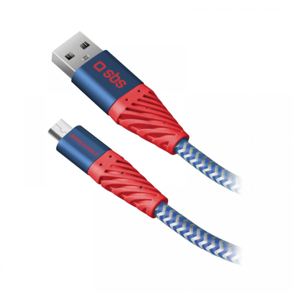 Купить Зарядный кабель светоотражающий USB-Micro USB, 2м красный с синим