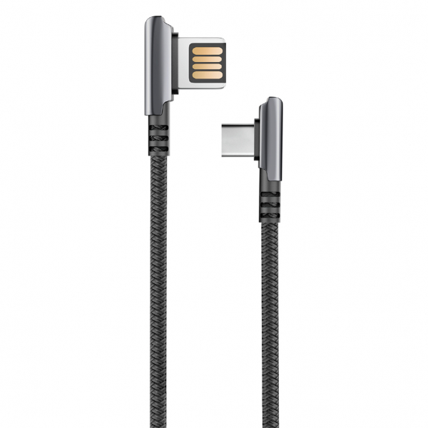 Купить Кабель OLMIO HANDY USB 2.0 - угловой USB  type-C 1.2м 2.1A угловой двухсторонний черный