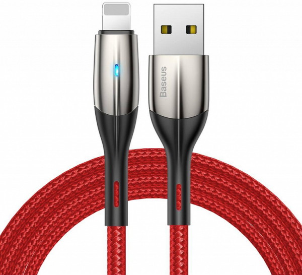 Купить Кабель Baseus Horizontal Data Cable(With An Indicator Lamp)USB For iP 2.4A 1m Red