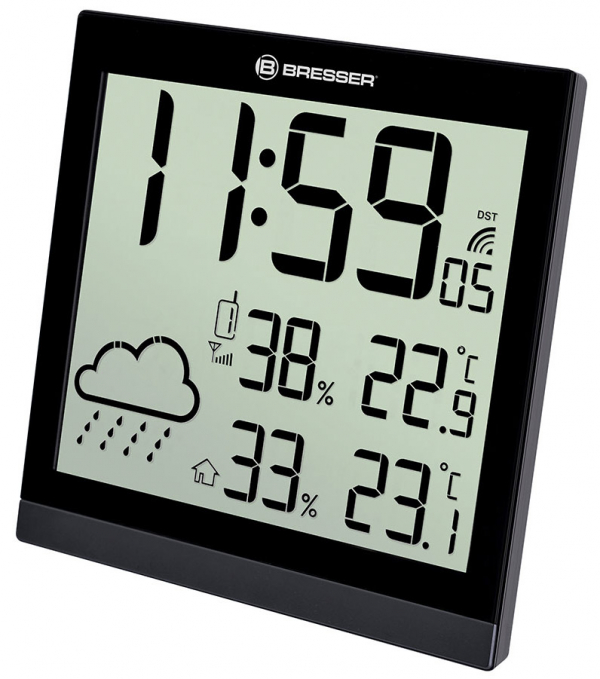 Купить Метеостанция (настенные часы) Bresser TemeoTrend JC LCD с радиоуправлением, черная (7004404CM3000)