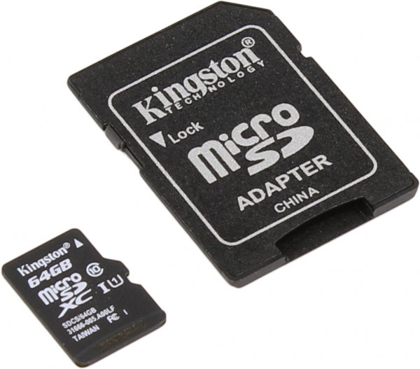 Купить Карта памяти MicroSD 64GB microSDXC Class10 Kingston SDCS/64GB Class10 UHS-I Canvas Select up to 80M