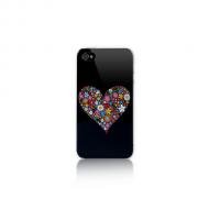 Купить Чехол Панель iHave iPhone 4 пластиковая черная с сердцем BI0319