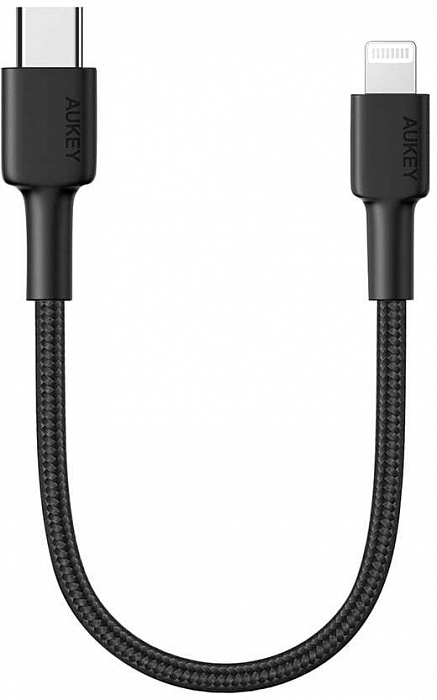 Кабель для iPod, iPhone, iPad Aukey Braided Nylon (CB-CL12) USB-C to Lightning 18cm (Black)