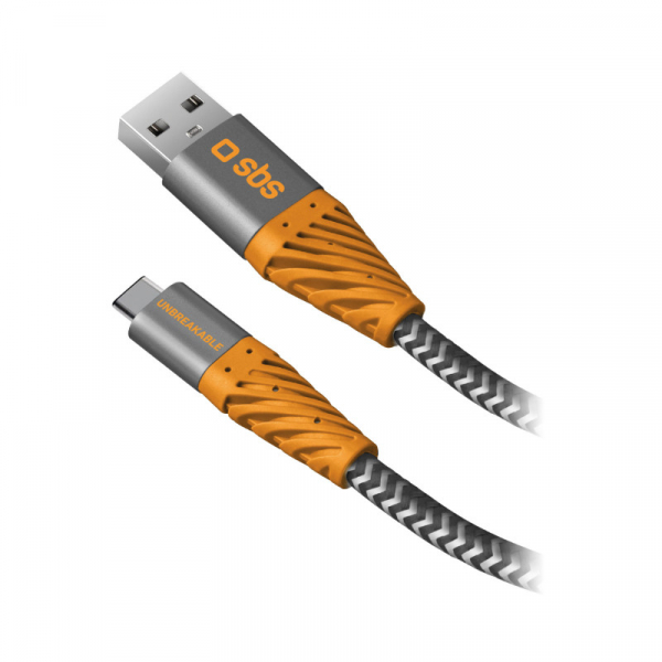 Купить Зарядный кабель светоотражающий USB-Type-C, 2м оранжевый с черным