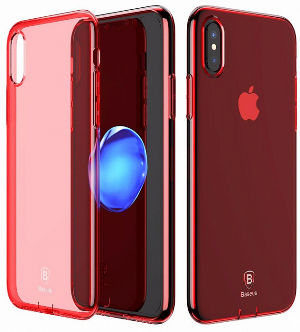 Купить Чехол Baseus Simple Series Case Pluggy (ARAPIPHX-A09) для Apple iPhone X (Transparent Red) 932070