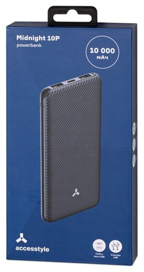 Купить Портативный аккумулятор Accesstyle Midnight 10P 10000 mAh, черный