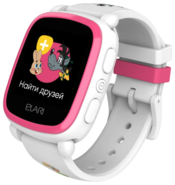 Купить Детские умные часы ELARI KidPhone «Ну, Погоди!» розовый/белый