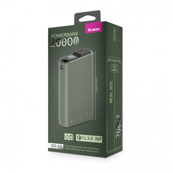 Купить Внешний аккумулятор OLMIO QS-20 темно-зеленый