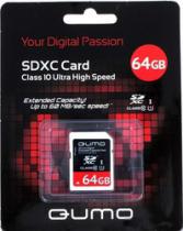 Купить Карты памяти Карта памяти MicroSD 64Gb Qumo + адаптер SD 18805 UHS-1 Class 10