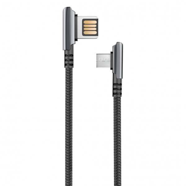 Купить Кабель OLMIO HANDY USB 2.0 - microUSB 1.2м 2.1A угловой, двухсторонний черный