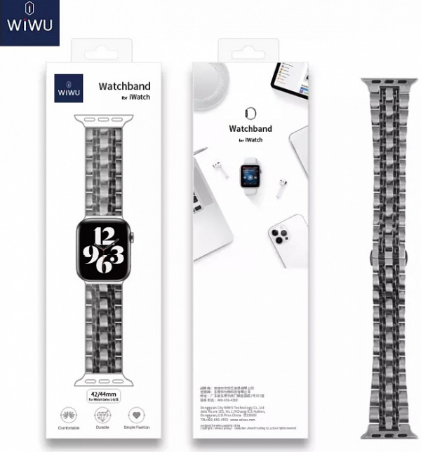 Купить Ремешок Wiwu Seven Beads Steel Band для Apple Watch Series 1-6/SE 42/44 mm (Silver) 1187350