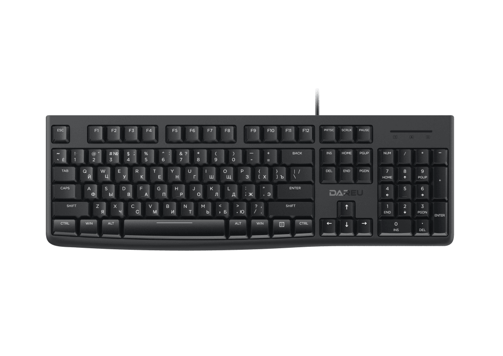 Купить Комплект проводной Dareu MK185 Black (черный), клавиатура LK185 (мембранная, 104кл, EN/RU, 1,5м) + мышь LM103 (1,58м), USB