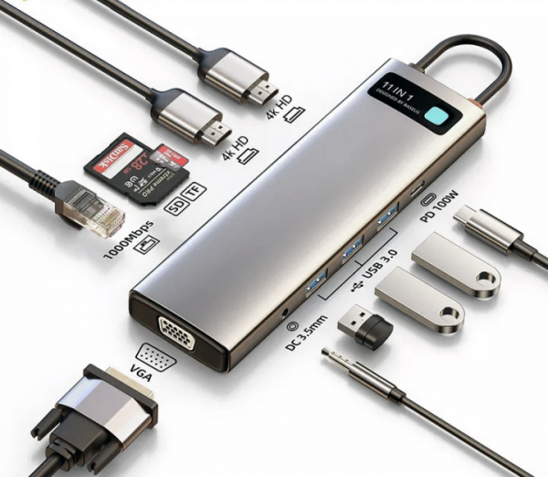 USB-концентратор Хаб Baseus Metal Gleam Series 11-in-1 CAHUB-CT0G (Space Grey)