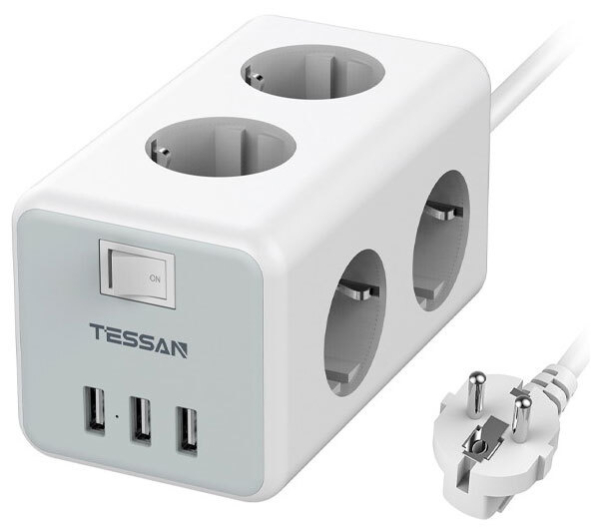 Купить Сетевой фильтр TESSAN TS-306 Grey
