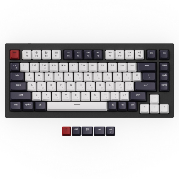 Купить Механическая клавиатура QMK Keychron Q1, 84 клавиши, алюминиевый черный корпус, RGB подсветка, Gateron G Phantom Red Switch