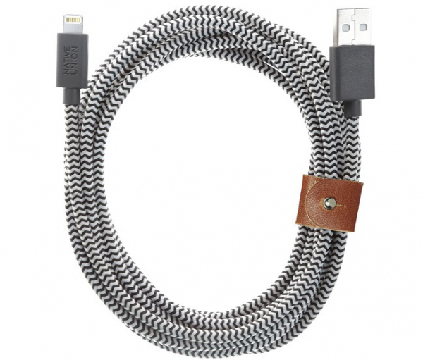 Купить Native Union BELT CABLE, кабель зарядный, размер 3 м., цвет: зебра BELT-L-ZEB-3