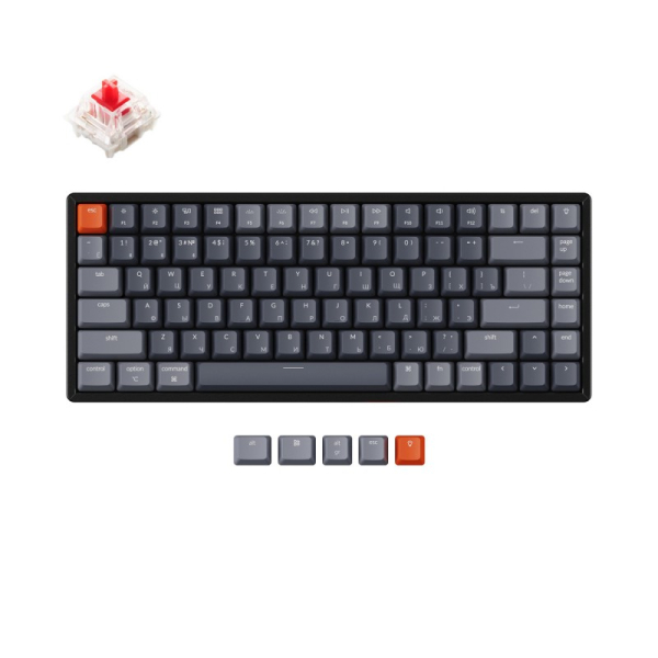Купить Беспроводная клавиатура Беспроводная механическая клавиатура Keychron K2, 84 клавиши, алюминиевый корпус, RGB подсветка, Hot-Swap, Gateron Red Switch