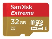 Купить Карты памяти Карта памяти MicroSDHC 32Gb Sandisk + переходник Extreme SDSDQXL-032G-G46A SD Class 10