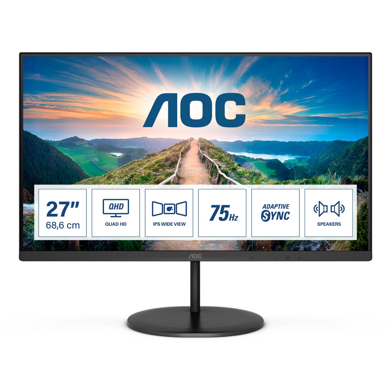 Купить Монитор LCD 27'' 16:9 2560х1440(WQHD) IPS, nonGLARE, 75 Hz, 250 cd/m2, H178°/V178°, 1000:1, 20М:1, 16.7M, 4ms, HDMI, DP, Tilt, Speakers, Audio out, Black