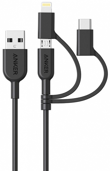 Купить Кабель Anker powerline II USB-A to 3 in 1 charging cable Black