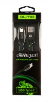 Купить Qumo 23452 Type-C кабель 1м, USB 2.0, 5B, 2A металл коннектор черно-зеленый