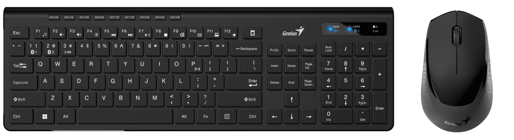 Купить Комплект беспроводной Genius KM-8206S (клавиатура KB-7200 и мышь NX-8006S), Black, silent