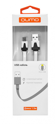 Купить Кабель Qumo 20518 USB-Micro USB плоский PVC 1.5м белый