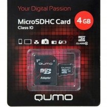 Купить Карты памяти Карта памяти MicroSD 4Gb Qumo с адатером SD 191195 Class 10