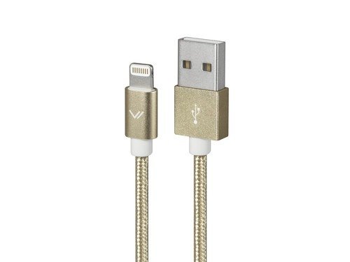 Купить Дата кабель Vertex MFI USB-lightning (для iPhone), 2A, текстиль, золото