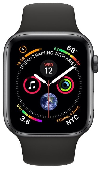 Купить Apple Watch Series 4 GPS, 44mm Space Grey Aluminium Case with Black Sport Band MU6D2RU/A