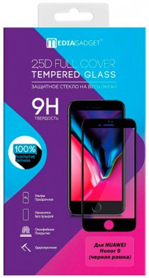 Купить Защитное стекло MediaGadget 2.5D Full Cover Glass для Huawei Honor 9 (полноклеевое черная рамка)