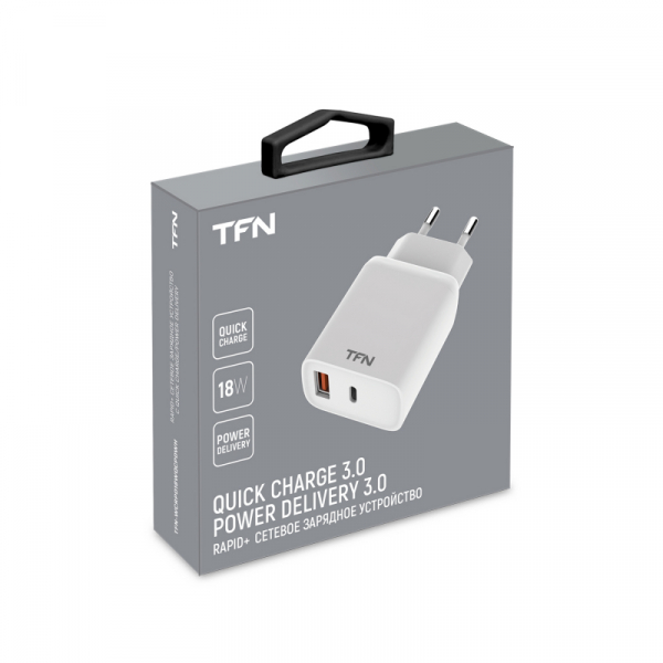 Купить Cетевое зарядное устройство СЗУ TFN Rapid WCRPD18WQCPDWH адаптер 220V 3A/QC3.0/PD3.0/2USB White